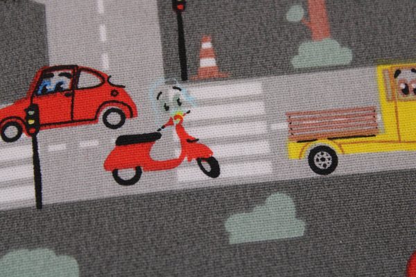 Kinder-BRUSTBEUTEL "Autobahn" mit Reißverschluss und Reflektorfähnchen; Brusttasche, Geldbörse, Geldbeutel
