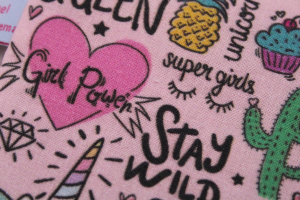 Kinder-BRUSTBEUTEL "Girl Power" mit Reißverschluss und Reflektorfähnchen; Brusttasche, Geldbörse, Geldbeutel