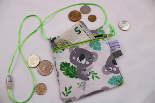 Kleiner Kinder-BRUSTBEUTEL "Koala" mit Sicherheitsverschluss und Reflektorfähnchen; Brusttasche, Geldbörse, Geldbeutel