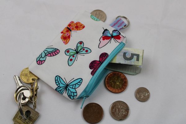 GELDBÖRSE / GELDBEUTEL / PORTEMONNAIE für Kinder "Schmetterlinge" - Minibörse, Schlüsseltäschchen, Reißverschlusstäschchen