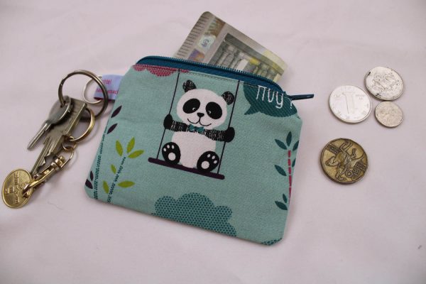 GELDBÖRSE / GELDBEUTEL / PORTEMONNAIE für Kinder "Pandabär" - Minibörse, Schlüsseltäschchen, Reißverschlusstäschchen