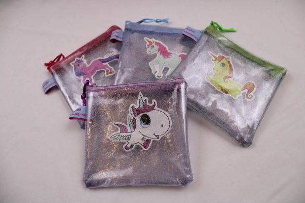 GELDBÖRSE / GELDBEUTEL / PORTEMONNAIE für Kinder "Einhorn-Glitzer" - Minibörse, Schlüsseltäschchen, Reißverschlusstäschchen