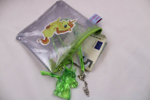 GELDBÖRSE / GELDBEUTEL / PORTEMONNAIE für Kinder "Einhorn-Glitzer" - Minibörse, Schlüsseltäschchen, Reißverschlusstäschchen