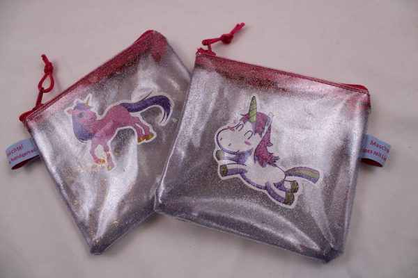 GELDBÖRSE / GELDBEUTEL / PORTEMONNAIE für Kinder "Einhorn-Glitzer" - Minibörse, Schlüsseltäschchen, Reißverschlusstäschchen
