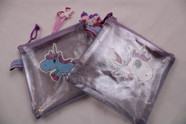 GELDBÖRSE / GELDBEUTEL / PORTEMONNAIE für Kinder "Einhorn-Glitzer" - Minibörse, Schlüsseltäschchen, Reißverschlusstäschchen