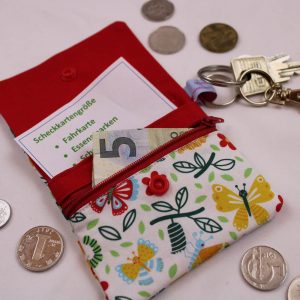Kinder-Geldbeutel "Sommertag" mit Reißverschlussfach, Steckfach und Schlüsselring, Geldbörse, Minibörse, Portemonnaie