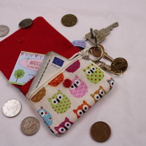 Kinder-Geldbeutel "Japan-Eulen" mit Reißverschlussfach, Steckfach und Schlüsselring, Geldbörse, Minibörse, Portemonnaie