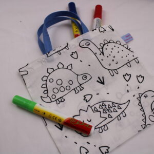 Ausmaltasche für Kinder "Dinosaurier" - Geschenktasche, Mitgebseltüte, Kindergartentasche, Kinderparty, Kindergeburtstag
