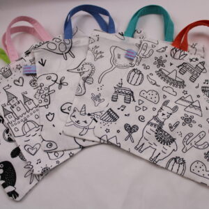 5er-SET - Kindertasche / Ausmaltasche für Kinder im Mix - Geschenktasche, Mitgebseltüte, Kindergartentasche, Kinderparty, Kindergeburtstag