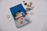 Kinder-Geldbeutel "Weltall/grau" mit Reißverschlussfach, Steckfach und Schlüsselring, Geldbörse, Minibörse, Portemonnaie