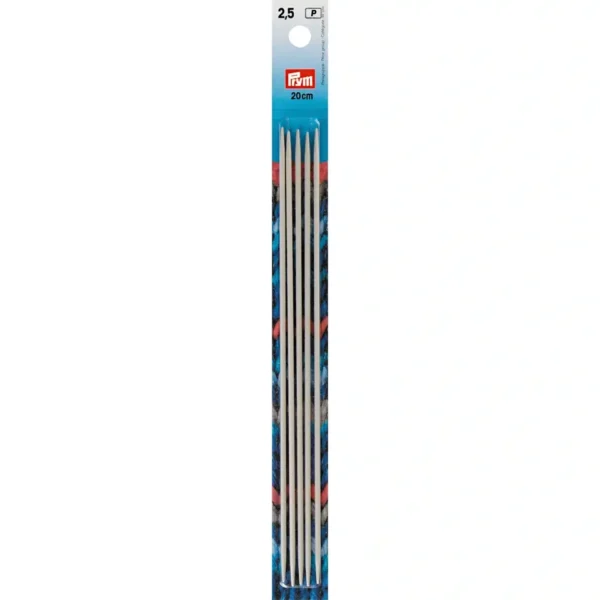 PRYM Strumpfstricknadeln, 20cm, 2,50mm, perlgrau