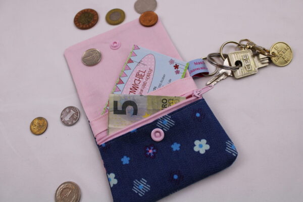 Kinder-Geldbeutel "Jeans" mit Reißverschlussfach, Steckfach und Schlüsselring, Geldbörse, Minibörse, Portemonnaie