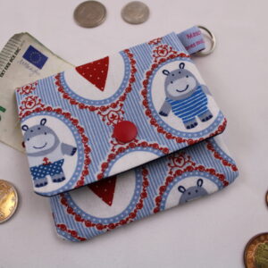 Kinder-Geldbeutel "Kleines Nilpferd" mit Reißverschlussfach, Steckfach und Schlüsselring, Geldbörse, Minibörse, Portemonnaie