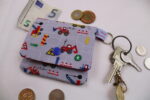 Kinder-Geldbeutel "Baustelle/grau" mit Reißverschlussfach, Steckfach und Schlüsselring, Geldbörse, Minibörse, Portemonnaie