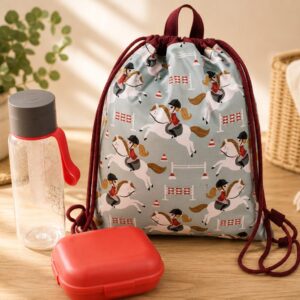 Turnbeutel-Rucksack für Kinder "Springreiten/Pferde", Gr. S - Kitatasche, Sportbeutel