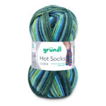 Wolle Gründl / Hot socks color AQUA (404) - Sockenwolle 50g, 4-fädig