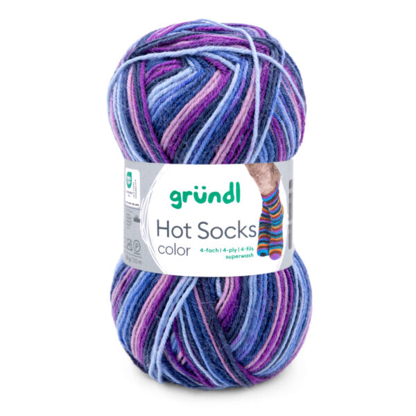 Wolle Gründl / Hot socks color VIOLET (406) - Sockenwolle 50g, 4-fädig