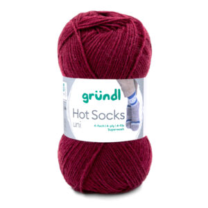 Wolle Gründl / Hot socks uni BORDEAUX (19) - Sockenwolle 50g, 4-fädig