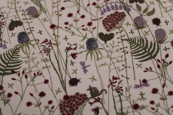 A5 - Kalenderhülle / Organizerhülle / Schreibmappe / Maltasche / e-Reader-Hülle "Blumenwiese natur/bordeaux"