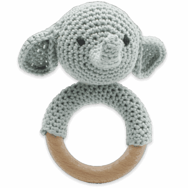 DIY-Häkelset "Rassel Elefant", Häkelkit, Materialpackung, Häkelpaket, Handarbeitsset, DIY-Kit