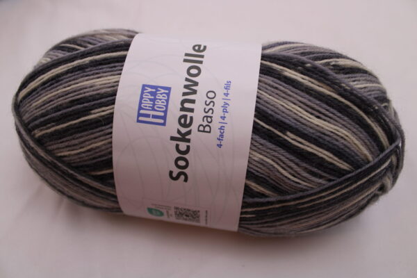 Wolle Gründl / Happy Hobby BASSO 01 - Sockenwolle 100g, 4-fädig