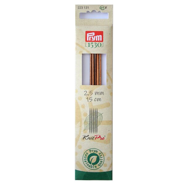 PRYM 1530 Strumpfstricknadeln Natural, Holz, 15cm, 2,50mm