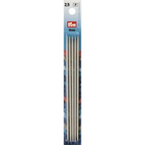 PRYM Strumpfstricknadeln, 15cm, 2.50mm, perlgrau