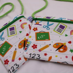 Kinder-BRUSTBEUTEL "Schulanfang" mit Reißverschluss und Reflektorfähnchen; Brusttasche, Geldbörse, Geldbeutel
