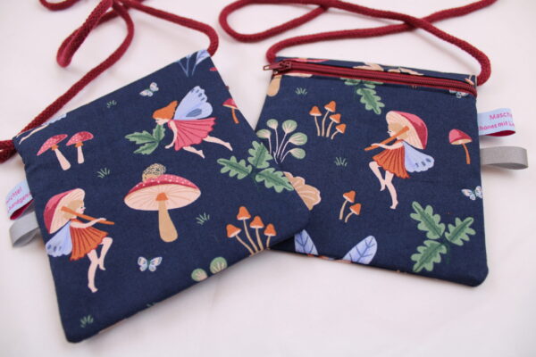 Kinder-BRUSTBEUTEL "Waldfee" mit Reißverschluss und Reflektorfähnchen; Brusttasche, Geldbörse, Geldbeutel