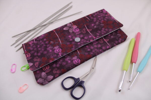 Stricknadeltasche, Häkelnadeltasche, Handarbeitstäschchen "Mohnkapseln"