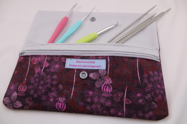 Stricknadeltasche, Häkelnadeltasche, Handarbeitstäschchen "Mohnkapseln"