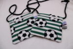 Kinder-BRUSTBEUTEL "Fußball" mit Reißverschluss und Reflektorfähnchen; Brusttasche, Geldbörse, Geldbeutel