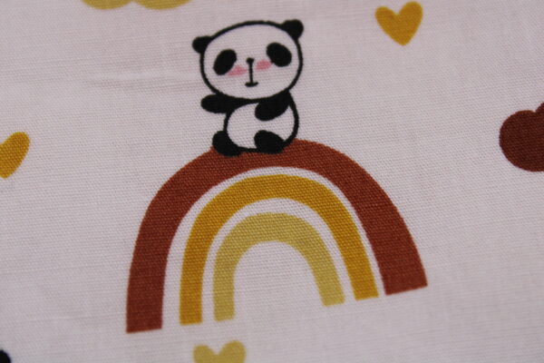 Kinder-BRUSTBEUTEL "Panda auf Regenbogen" mit Reißverschluss und Reflektorfähnchen; Brusttasche, Geldbörse, Geldbeutel
