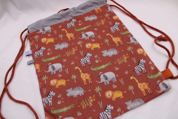 Turnbeutel Kinder, Kinderrucksack "Zootiere", Gr. S, Kitatasche, Sportbeutel, Kindertasche