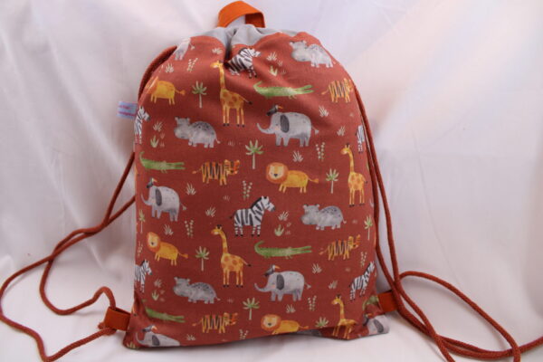Turnbeutel Kinder, Kinderrucksack "Zootiere", Gr. S, Kitatasche, Sportbeutel, Kindertasche