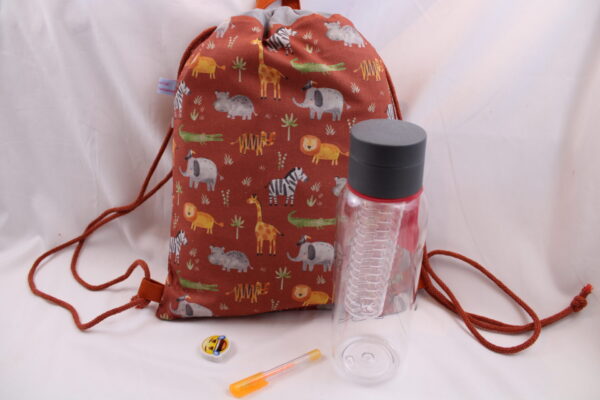Turnbeutel Kinder, Kinderrucksack "Zootiere", Gr. S, Kitatasche, Sportbeutel, Kindertasche