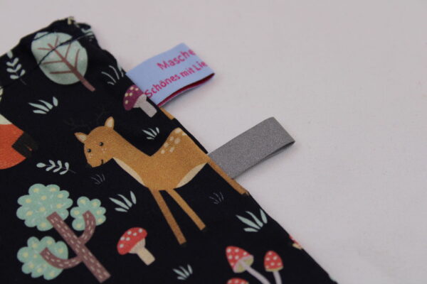 Kindertasche, Einkaufstasche "Im Wald-schwarz" - KiTa-Tasche, Malbuchtasche, Geschenktasche, Tragetasche, Freundebuchtasche, Stoffbeutel