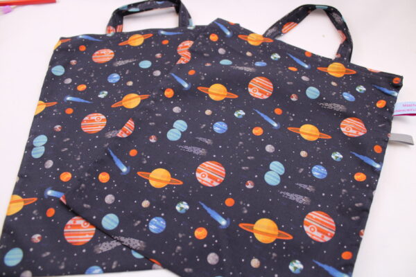 Kindertasche, Einkaufstasche "Planeten" - KiTa-Tasche, Malbuchtasche, Geschenktasche, Tragetasche, Freundebuchtasche, Stoffbeutel