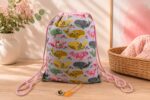 Turnbeutel Kinder, Kinderrucksack "Bunte Walfische", Gr. S, Kitatasche, Sportbeutel, Kindertasche