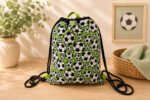 Turnbeutel Kinder, Kinderrucksack "Fußbälle", Gr. S, Kitatasche, Sportbeutel, Kindertasche