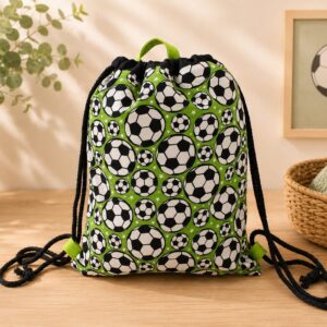 Turnbeutel Kinder, Kinderrucksack "Fußbälle", Gr. S, Kitatasche, Sportbeutel, Kindertasche