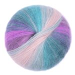 Wolle Gründl / MIRABELLA 100g, Farbe seegrün/violett/grau, 80 % Polyacryl, 20 % Wolle,  2 Knäuel = 1 Tuch, für Nadeln 3,50 - 4,50mm – Bild 2