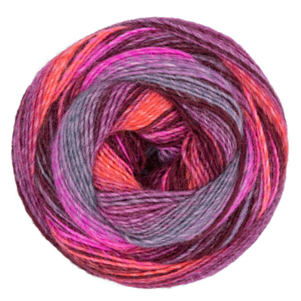 Wolle Gründl / FINEZZA 200g Großknäuel, Farbe feuerrot, fuchsia, rauchblau, 55 % Schurwolle, 45 % Polyacryl, 1 Knäuel = 1 Dreieckstuch, für Nadeln 3,50 - 4,50mm – Bild 2