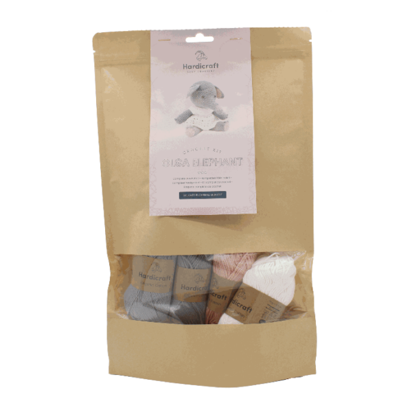 DIY-Häkelset "Olga Elefant", Häkelkit, Materialpackung, Häkelpaket, Handarbeitsset, DIY-Kit