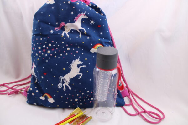 Turnbeutel Kinder, Kinderrucksack Gr. M "Einhörner nachtleuchtend", Sportbeutel, Kindertasche, Schultasche