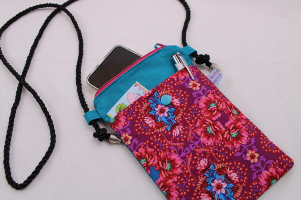 Handytasche zum Umhängen; Umhängetasche mit 2 Fächern und langer Kordel; Crossbody Tasche für viele Handy-Modelle; Praktisch und leicht