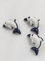 Kinderknöpfe Delfin blau-weiß (5er Pack)