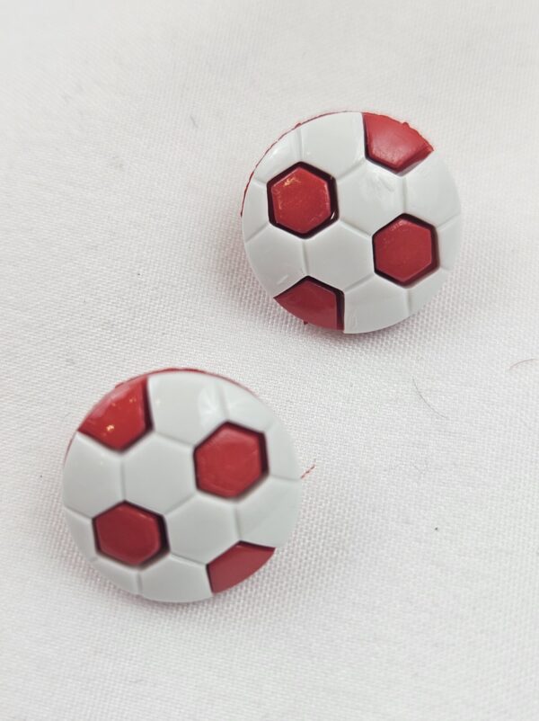 Kinderknöpfe Fußball rot-weiß (5er Pack)