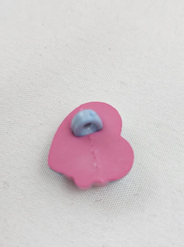 💙 Kinderknöpfe Herz blau mit rosa Blüte (5er Pack)