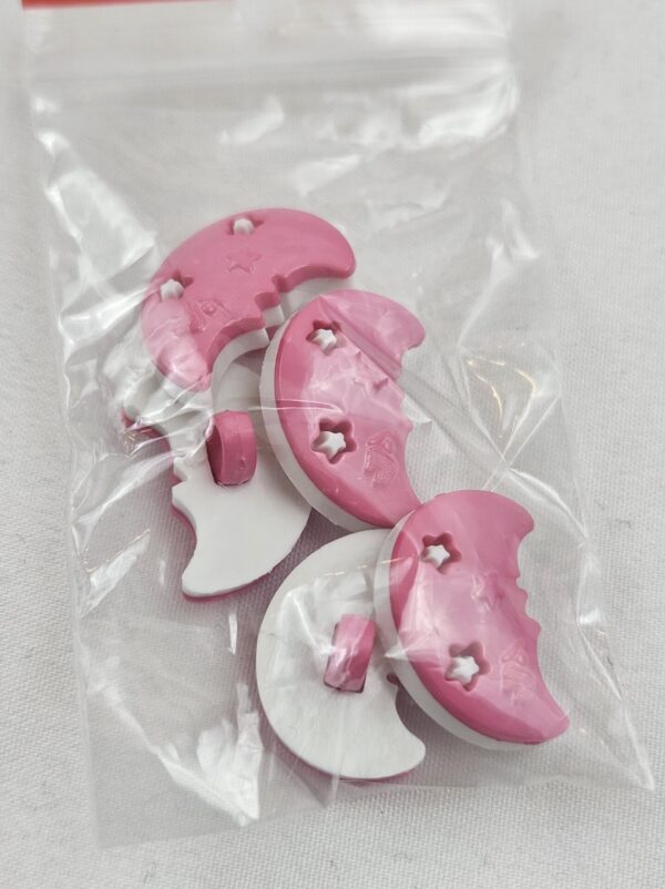 🌙 Kinderknöpfe Mond pink-weiß (5er Pack) – Bild 4